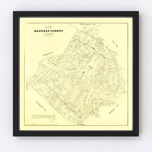 Vintage Map of Bastrop County, Texas 1879
