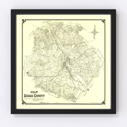 Vintage Map of Bexar County, Texas 1887