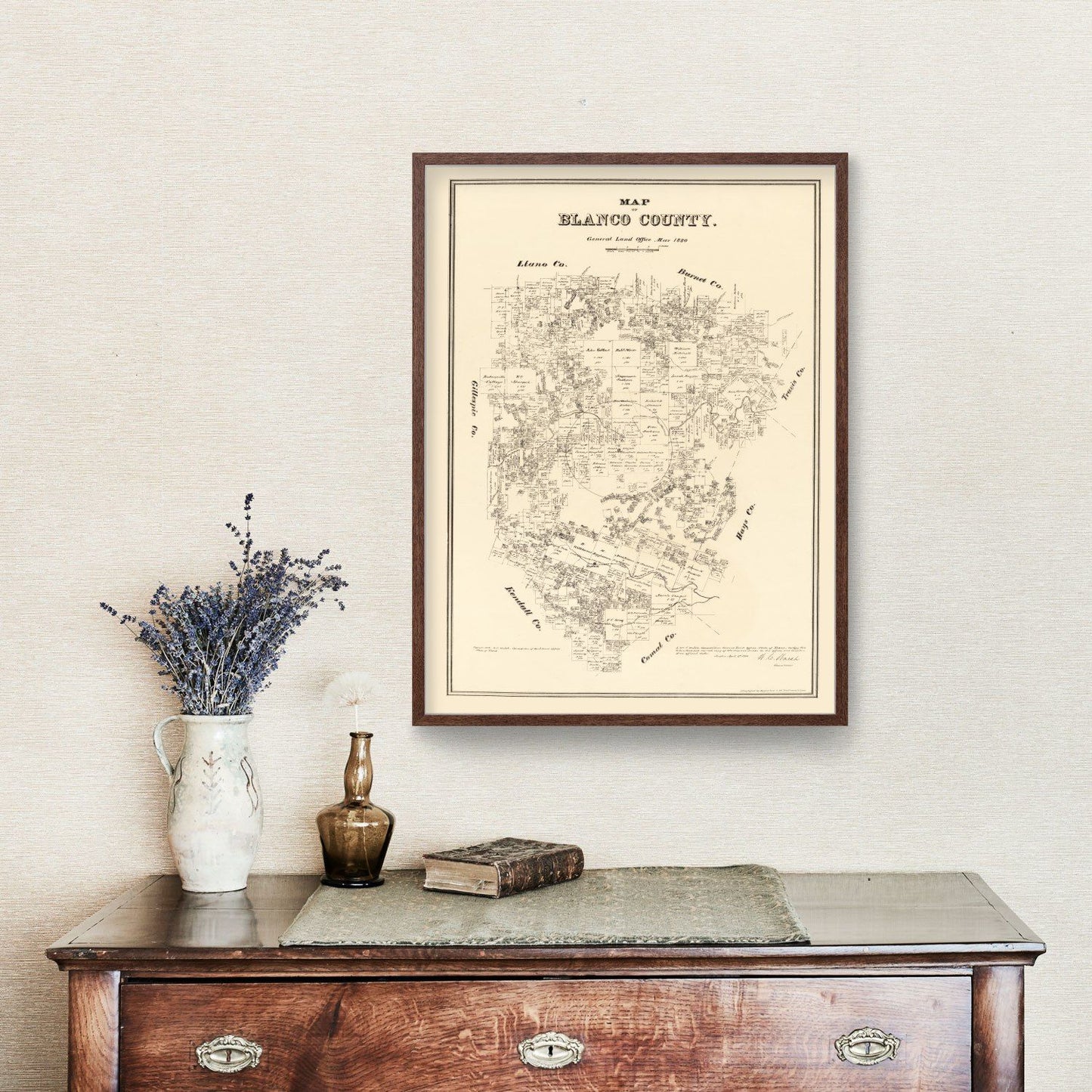 Vintage Map of Blanco County, Texas 1879