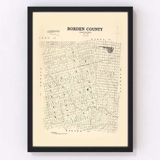 Vintage Map of Borden County, Texas 1892