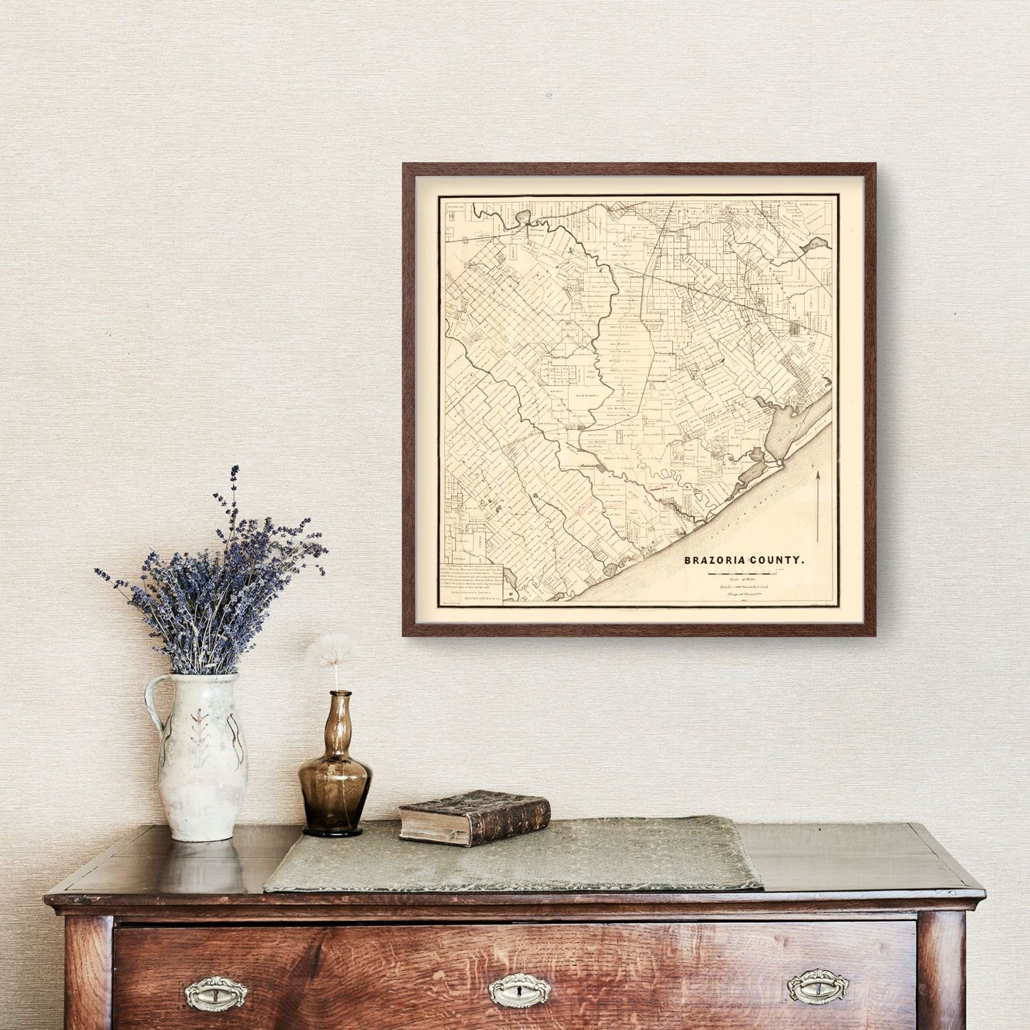 Vintage Map of Brazoria County, Texas 1877