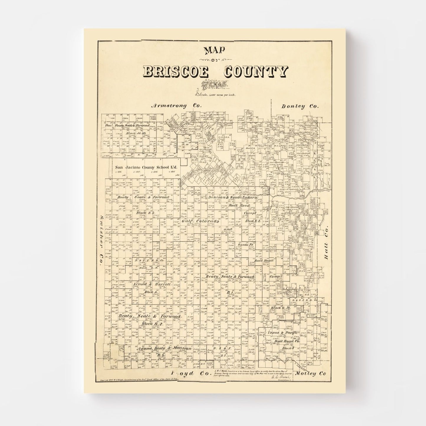 Vintage Map of Briscoe County, Texas 1897