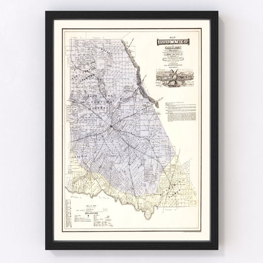 Vintage Map of Brown County, Texas 1876