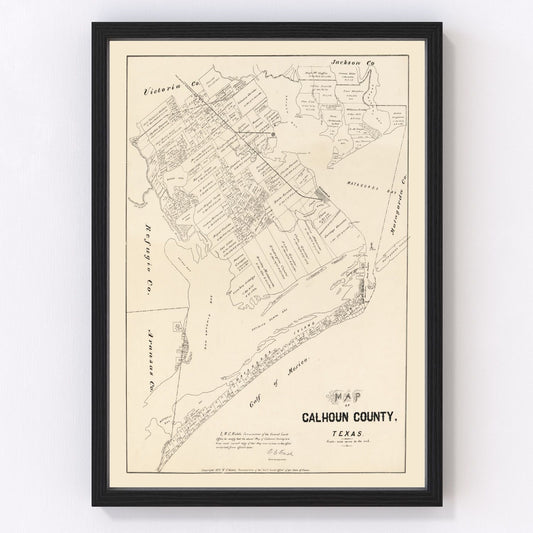 Vintage Map of Calhoun County, Texas 1879