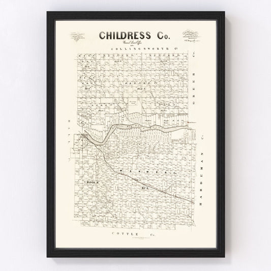 Vintage Map of Childress County, Texas 1891