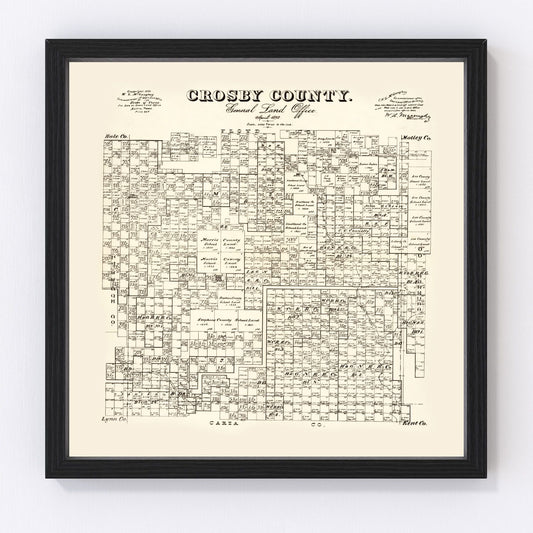 Vintage Map of Crosby County, Texas 1892
