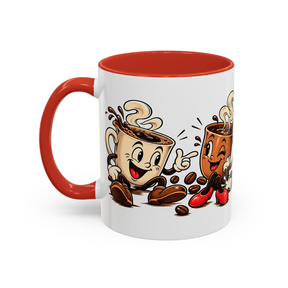 Coffee Cartoon Mug — Cute Dancing Coffee Cups Accent Mug