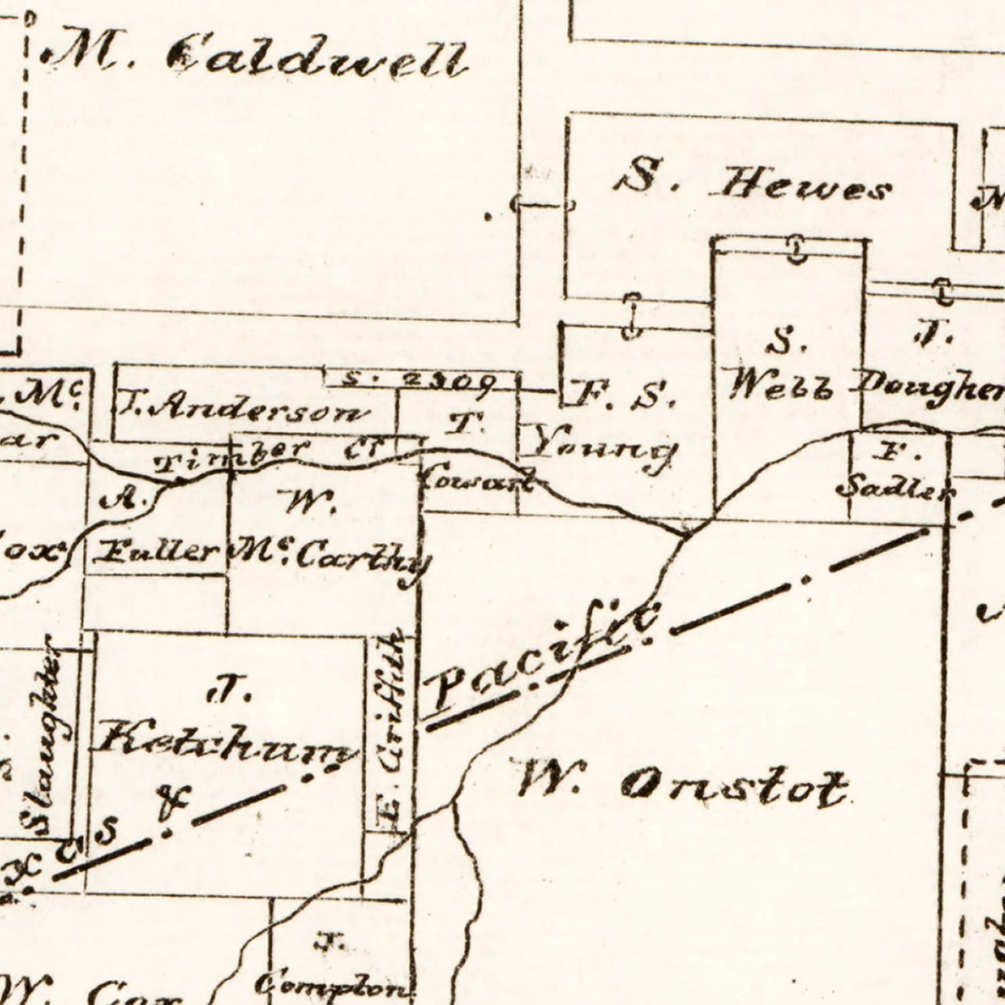 Vintage Map of Fannin County, Texas 1870
