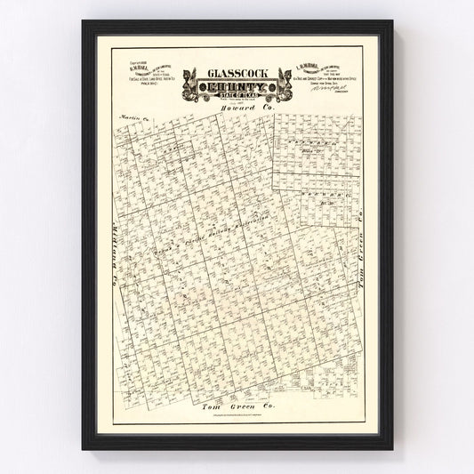 Vintage Map of Glasscock County, Texas 1888