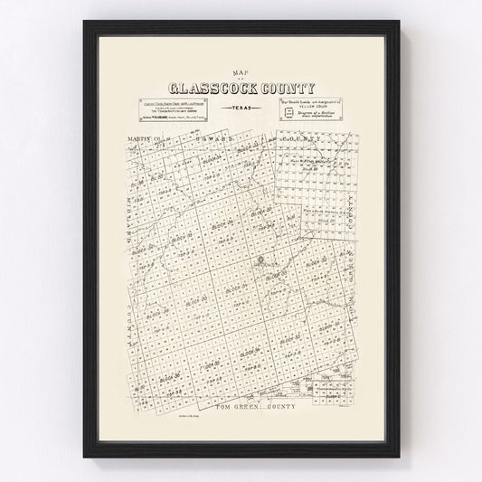 Vintage Map of Glasscock County, Texas 1890