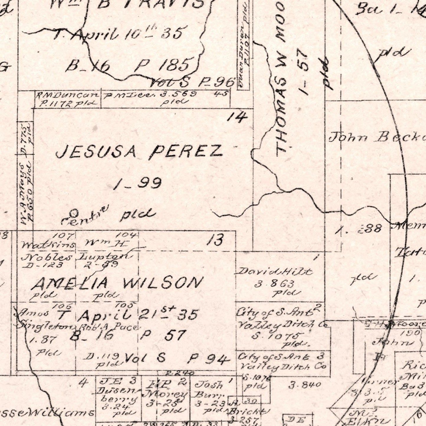 Vintage Map of Hays County, Texas 1880