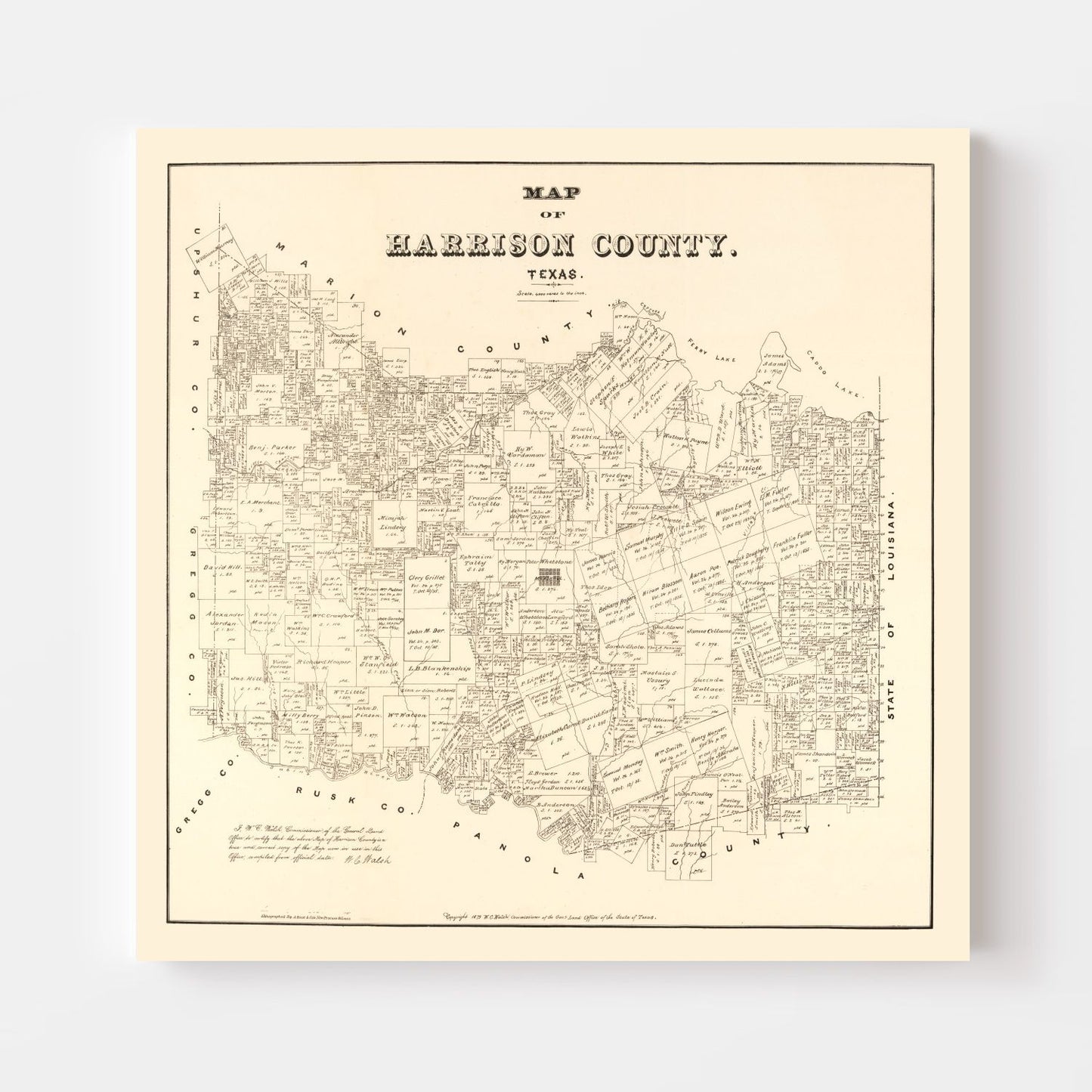 Vintage Map of Harrison County, Texas 1879