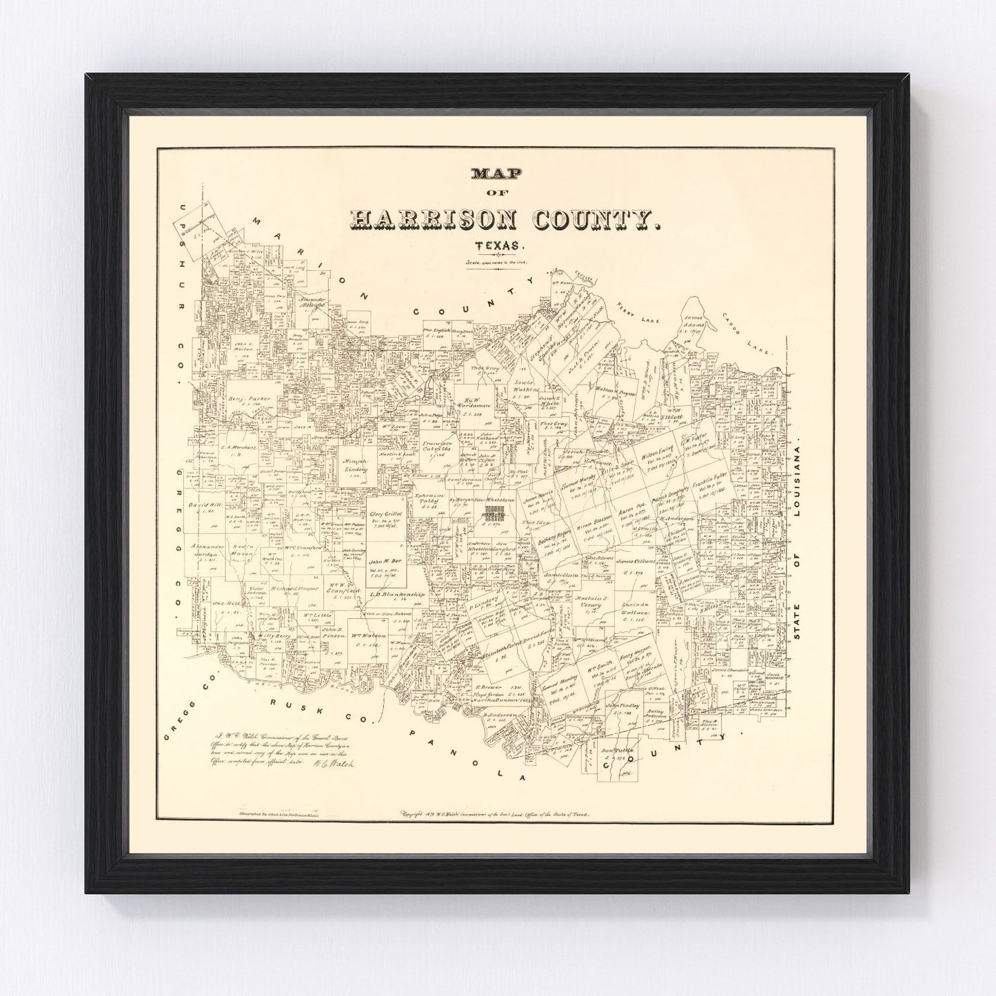 Vintage Map of Harrison County, Texas 1879