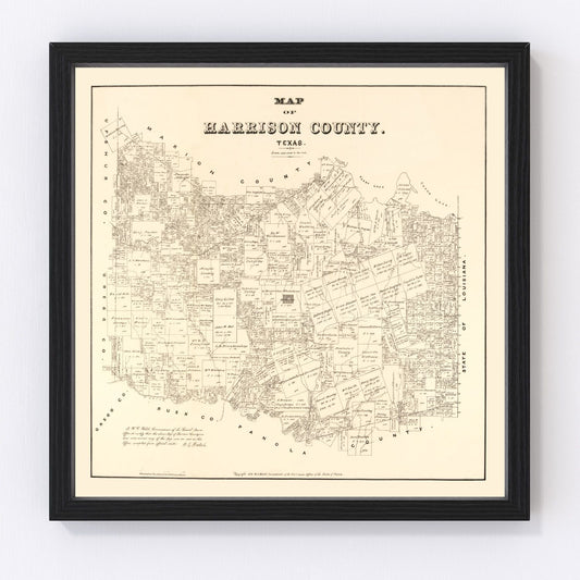 Vintage Map of Harrison County, Texas 1879