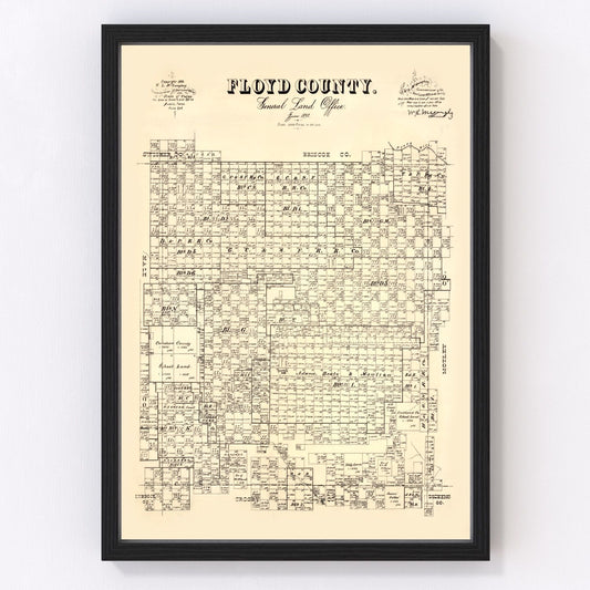 Vintage Map of Floyd County, Texas 1892