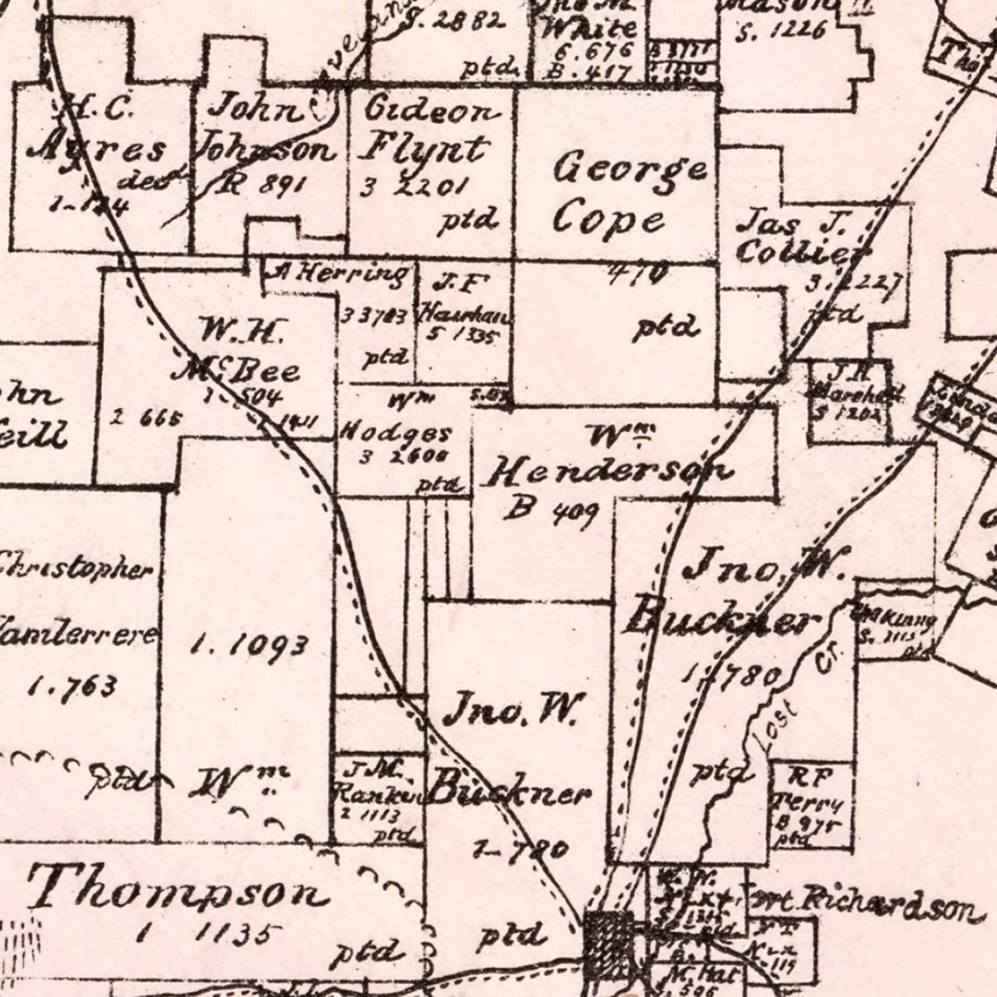 Vintage Map of Jack County, Texas 1876