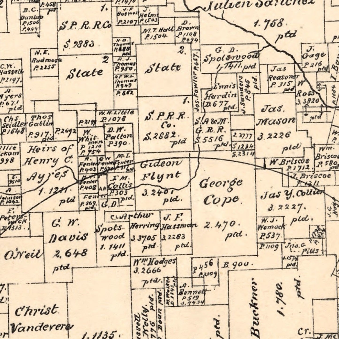 Vintage Map of Jack County, Texas 1879