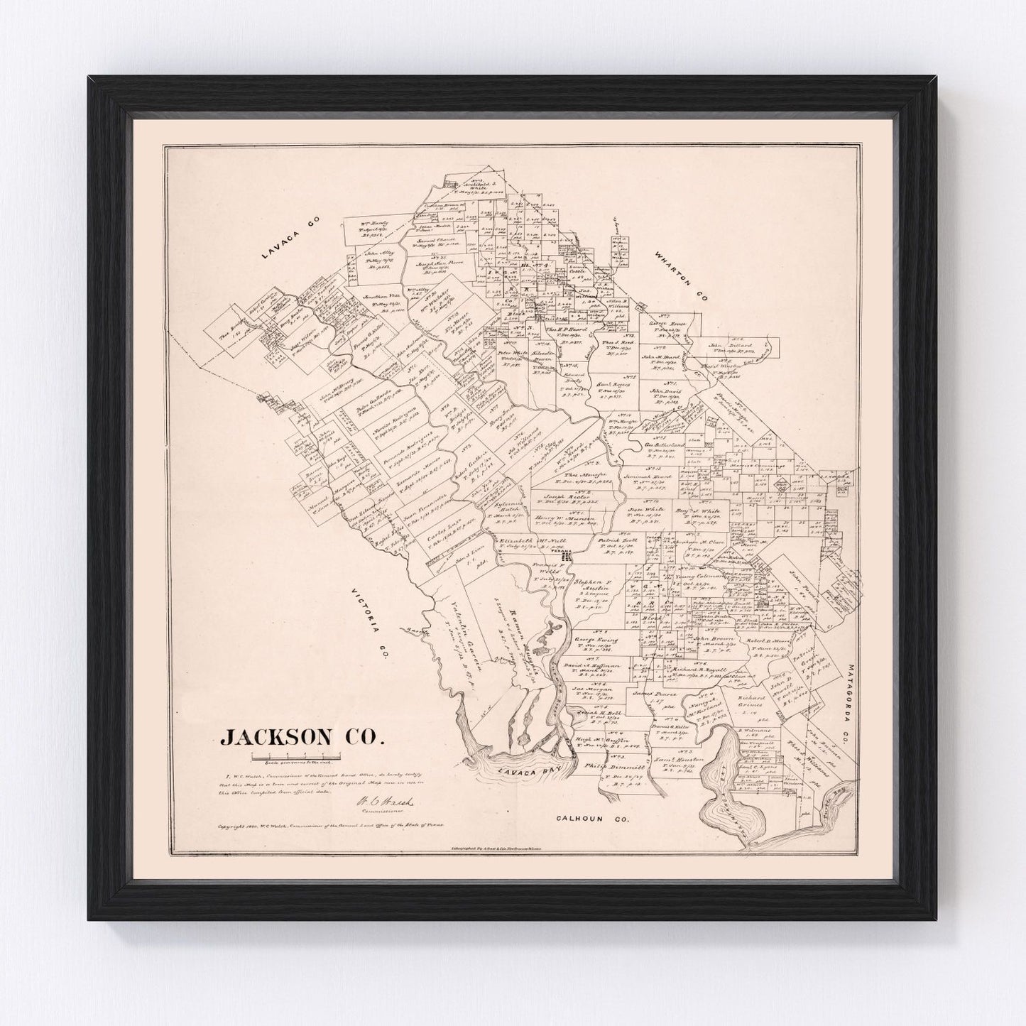 Vintage Map of Jackson County, Texas 1880