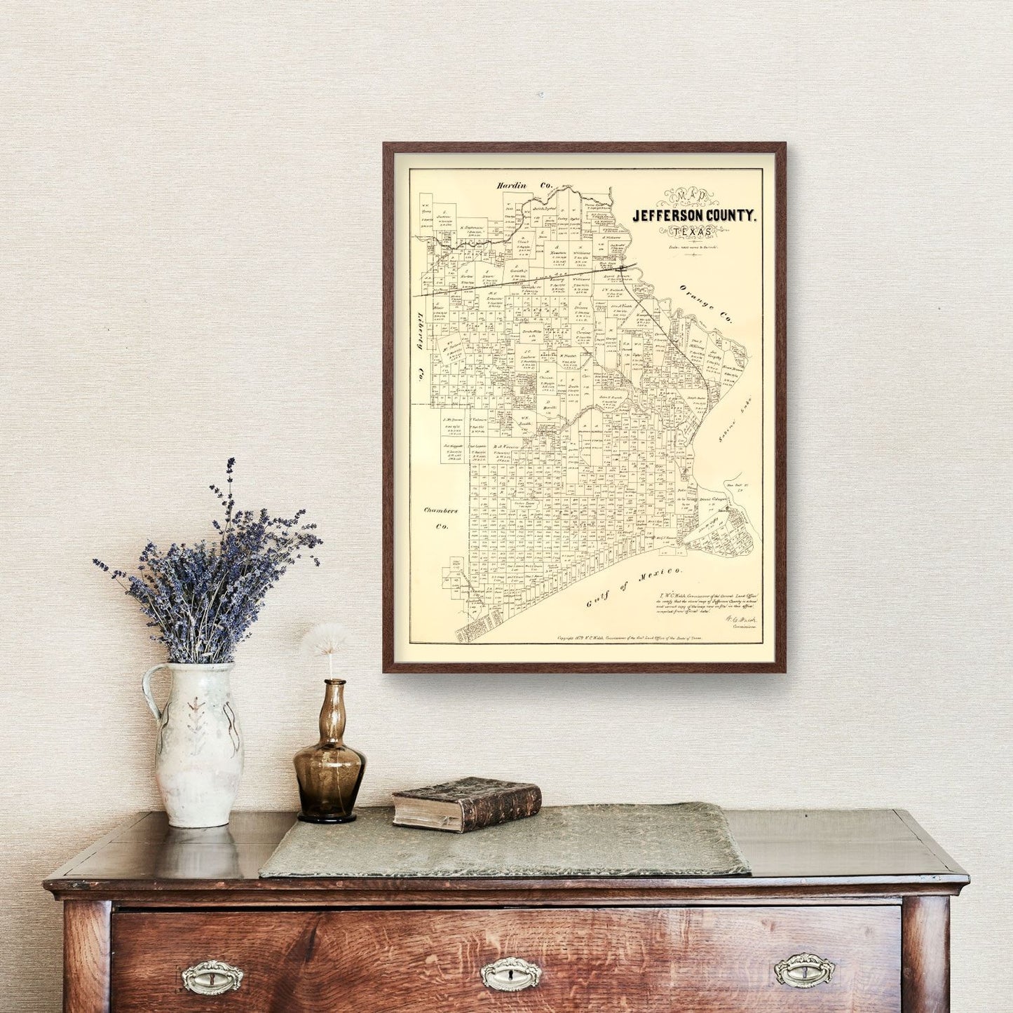 Vintage Map of Jefferson County, Texas 1879