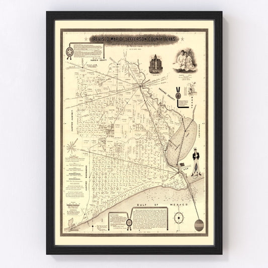 Vintage Map of Jefferson County, Texas 1898