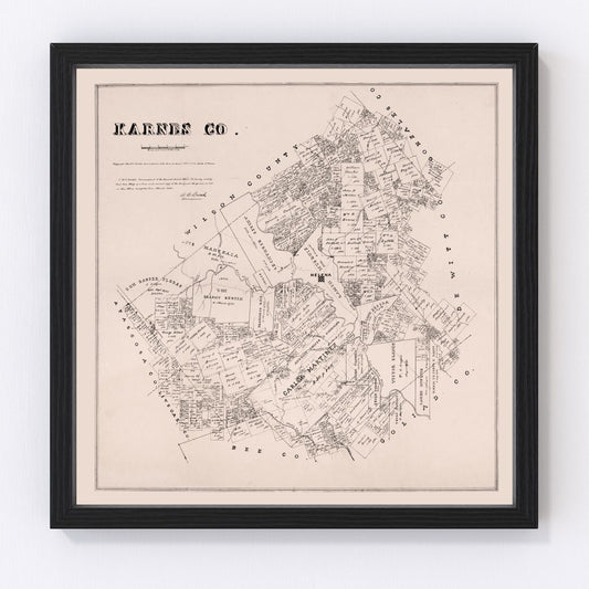 Vintage Map of Karnes County, Texas 1880