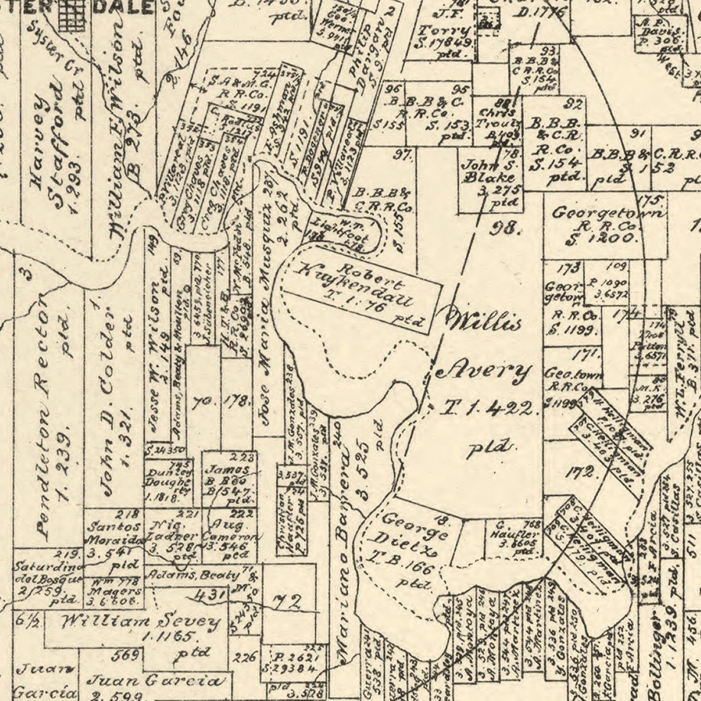 Vintage Map of Kendall County, Texas 1879