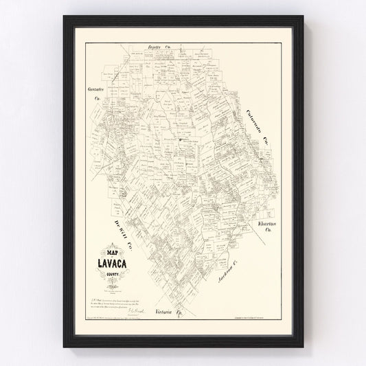 Vintage Map of Lavaca County, Texas 1879