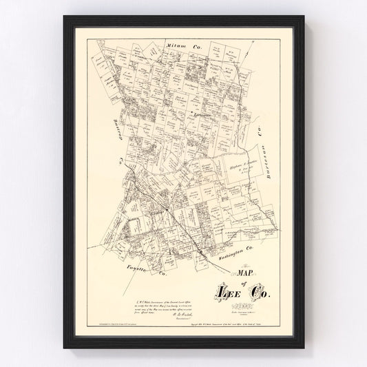 Vintage Map of Lee County, Texas 1879