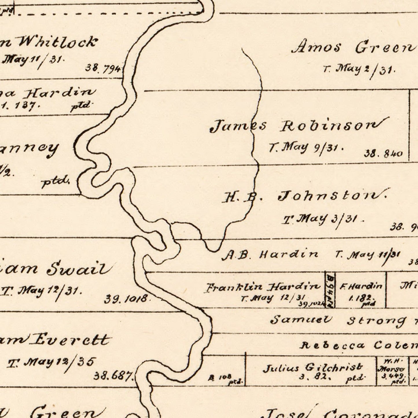 Vintage Map of Liberty County, Texas 1879