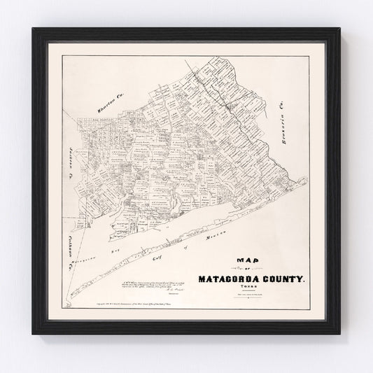 Vintage Map of Matagorda County, Texas 1879