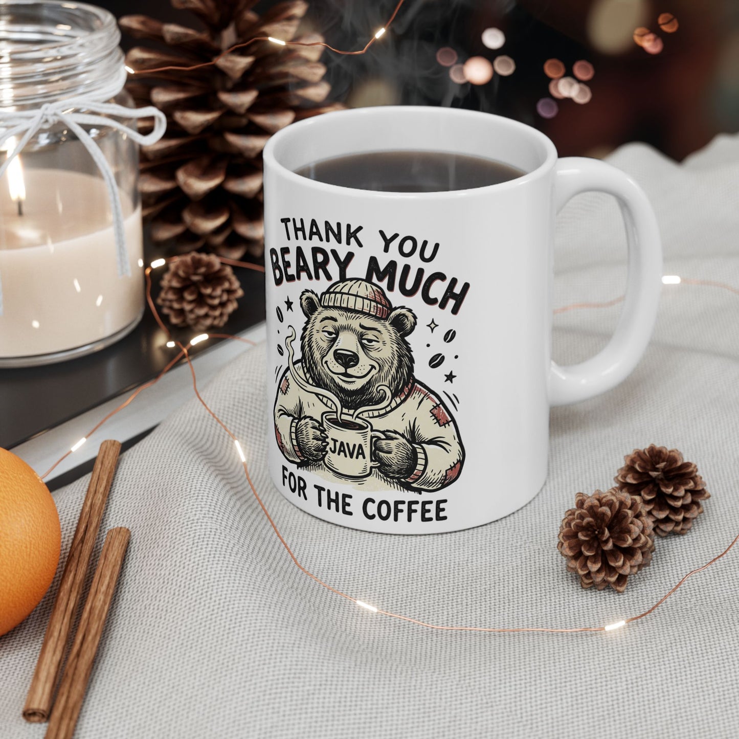 Thank You Beary Much Ceramic Mug — Cute Bear Coffee Lover Gift (11oz/15oz)