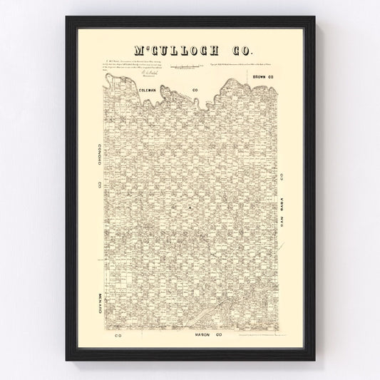 Vintage Map of McCulloch County, Texas 1879