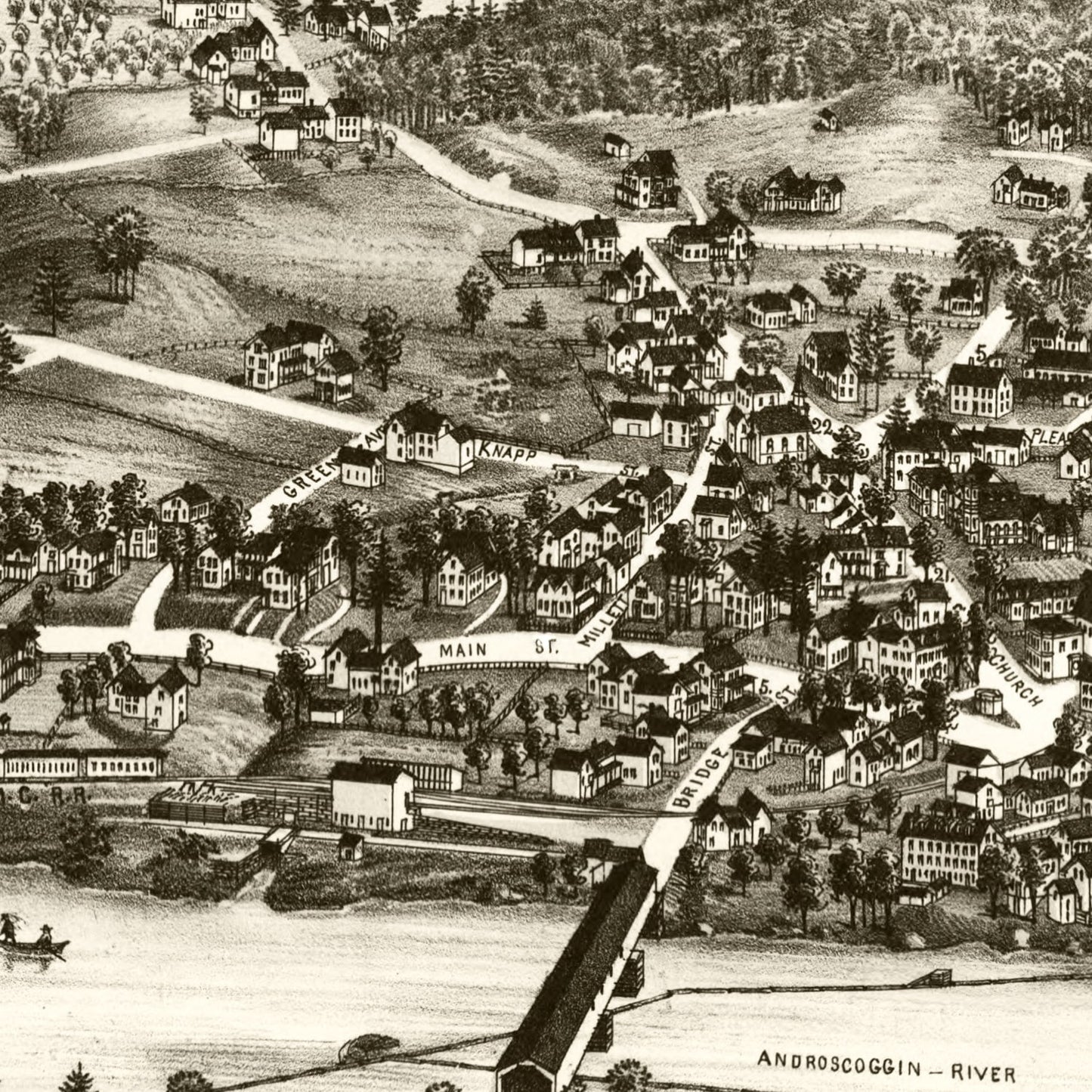 Vintage Map of Livermore Falls, Maine 1889