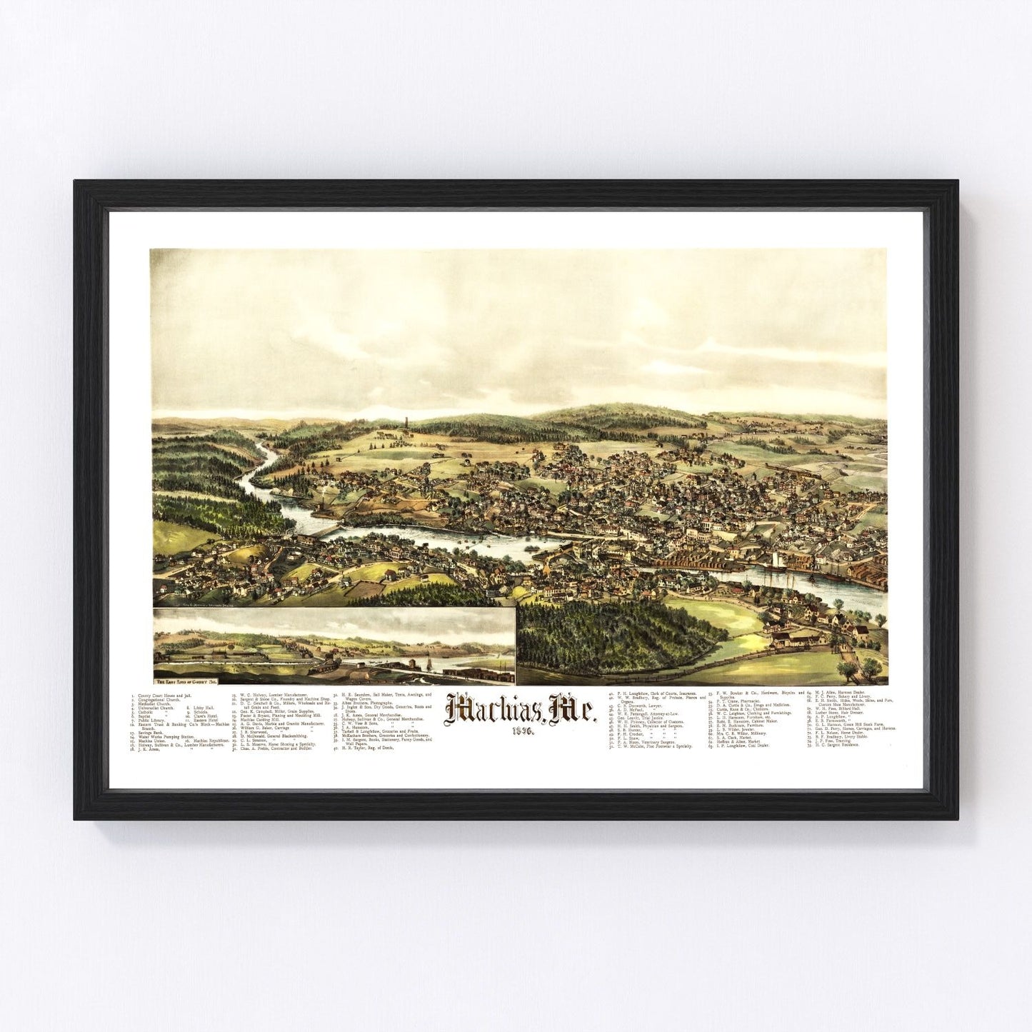 Vintage Map of Machias, Maine 1896