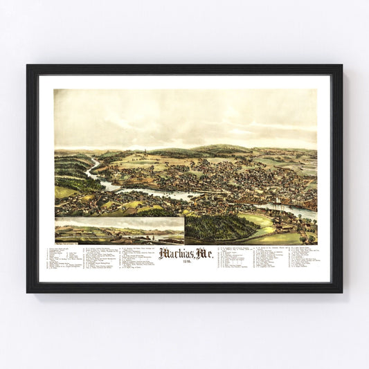 Vintage Map of Machias, Maine 1896