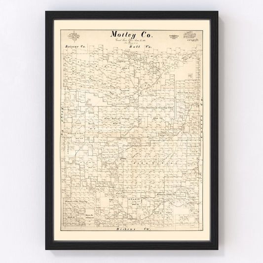 Vintage Map of Motley County, Texas 1893