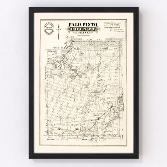 Vintage Map of Palo Pinto County, Texas 1880