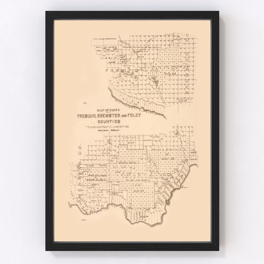 Vintage Map of Presidio County, Texas 1891