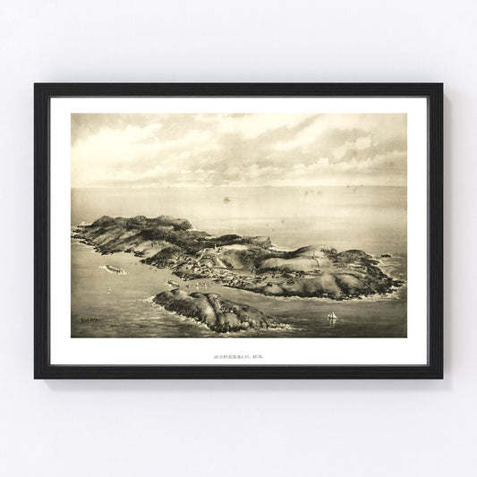 Vintage Map of Monhegan, Maine 1896