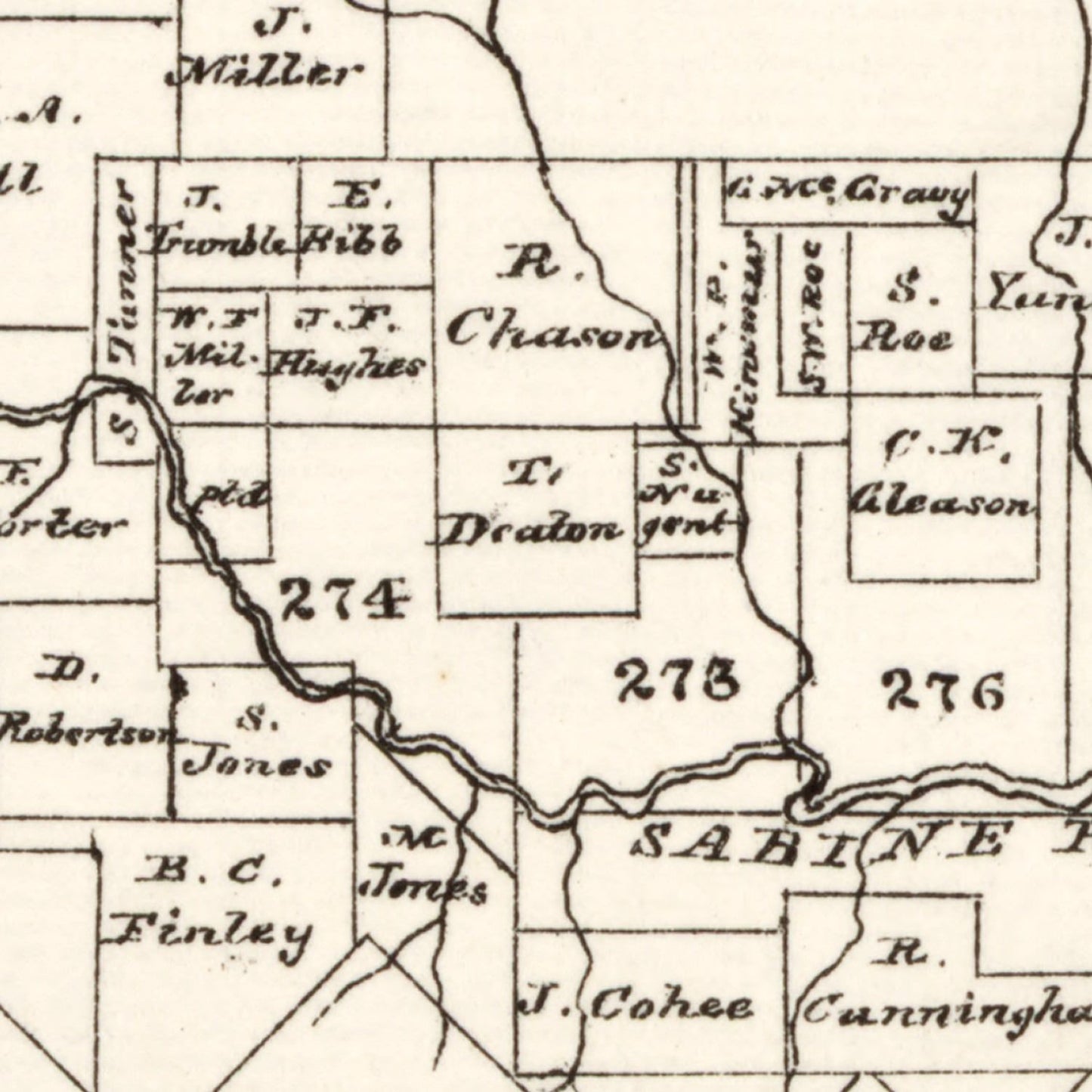 Vintage Map of Rains County, Texas 1870