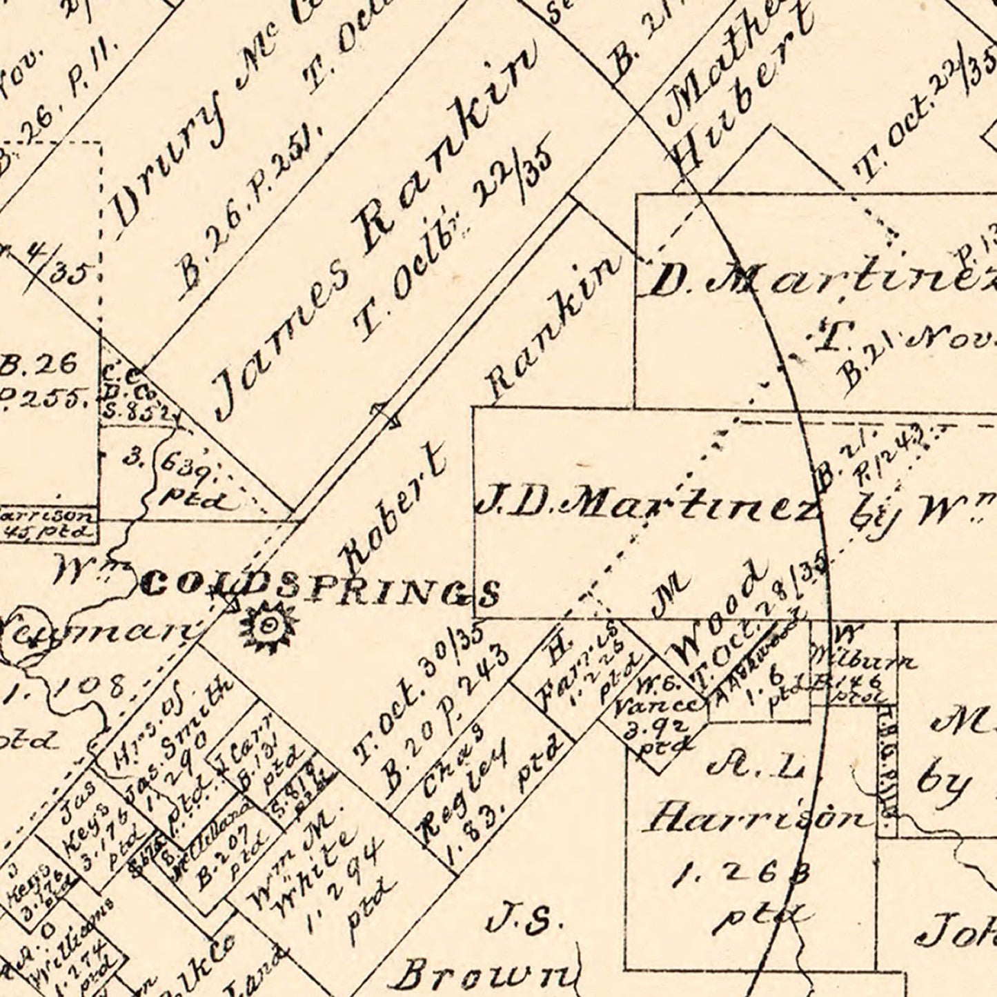 Vintage Map of San Jacinto County, Texas 1879