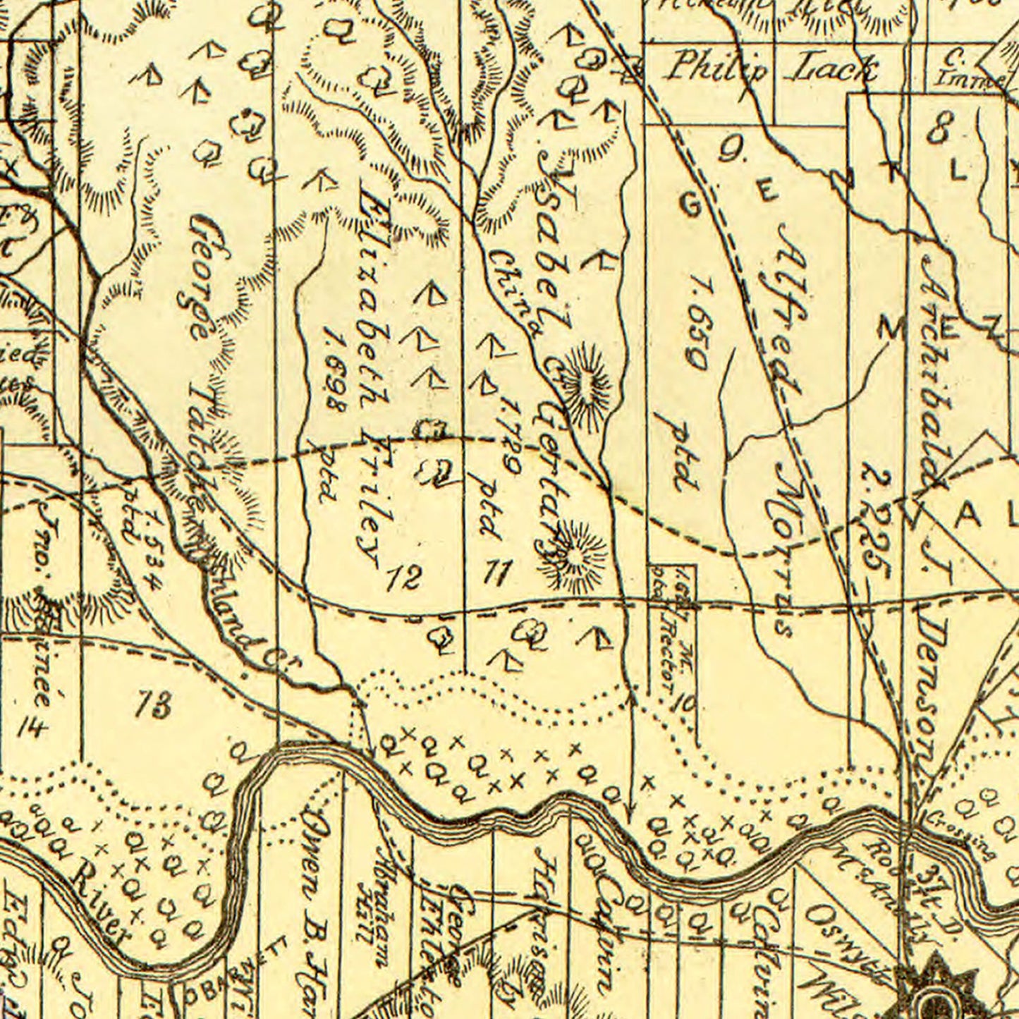 Vintage Map of San Saba County, Texas 1876