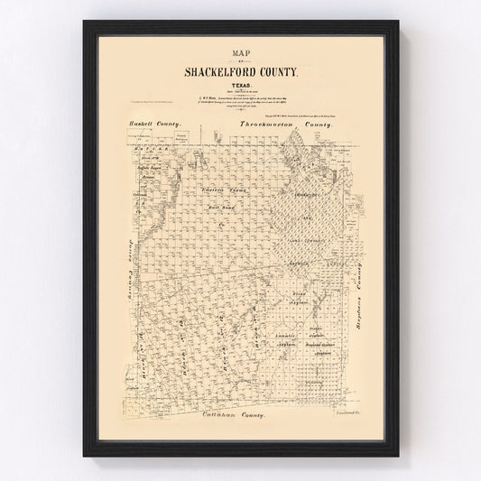 Vintage Map of Shackelford County, Texas 1879