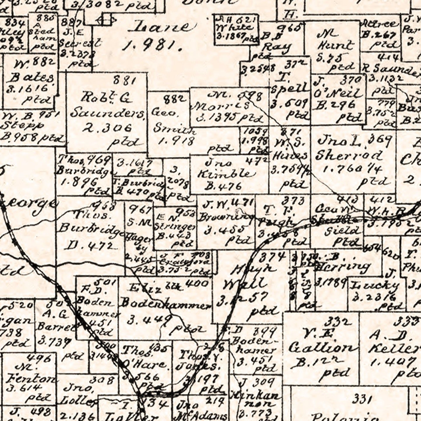 Vintage Map of Smith County, Texas 1880