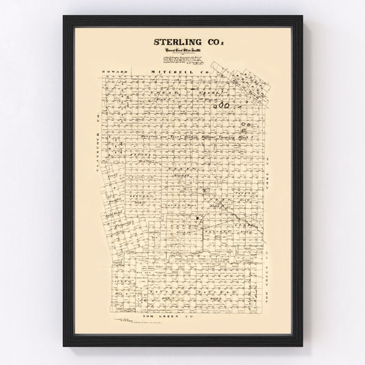 Vintage Map of Sterling County, Texas 1892