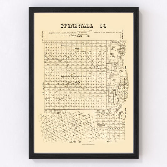 Vintage Map of Stonewall County, Texas 1880