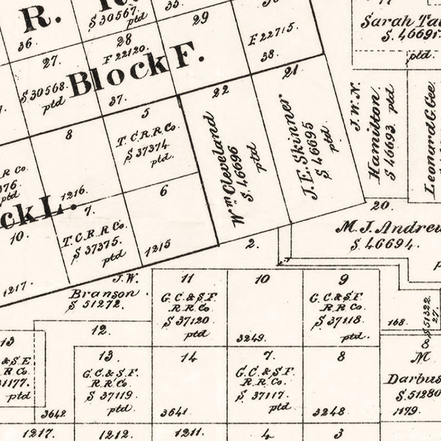 Vintage Map of Tom Green County, Texas 1894