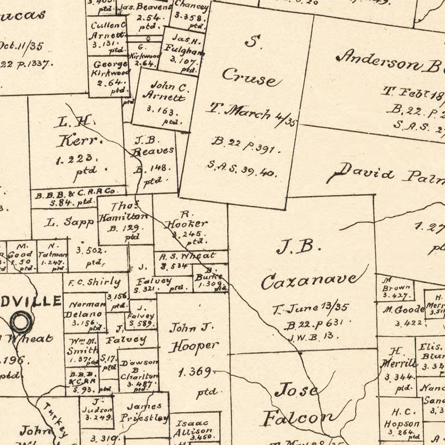 Vintage Map of Tyler County, Texas 1879