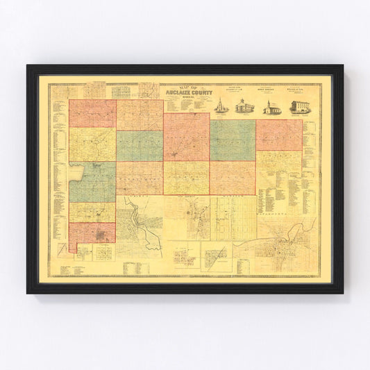 Vintage Map of Auglaize County, Ohio 1860