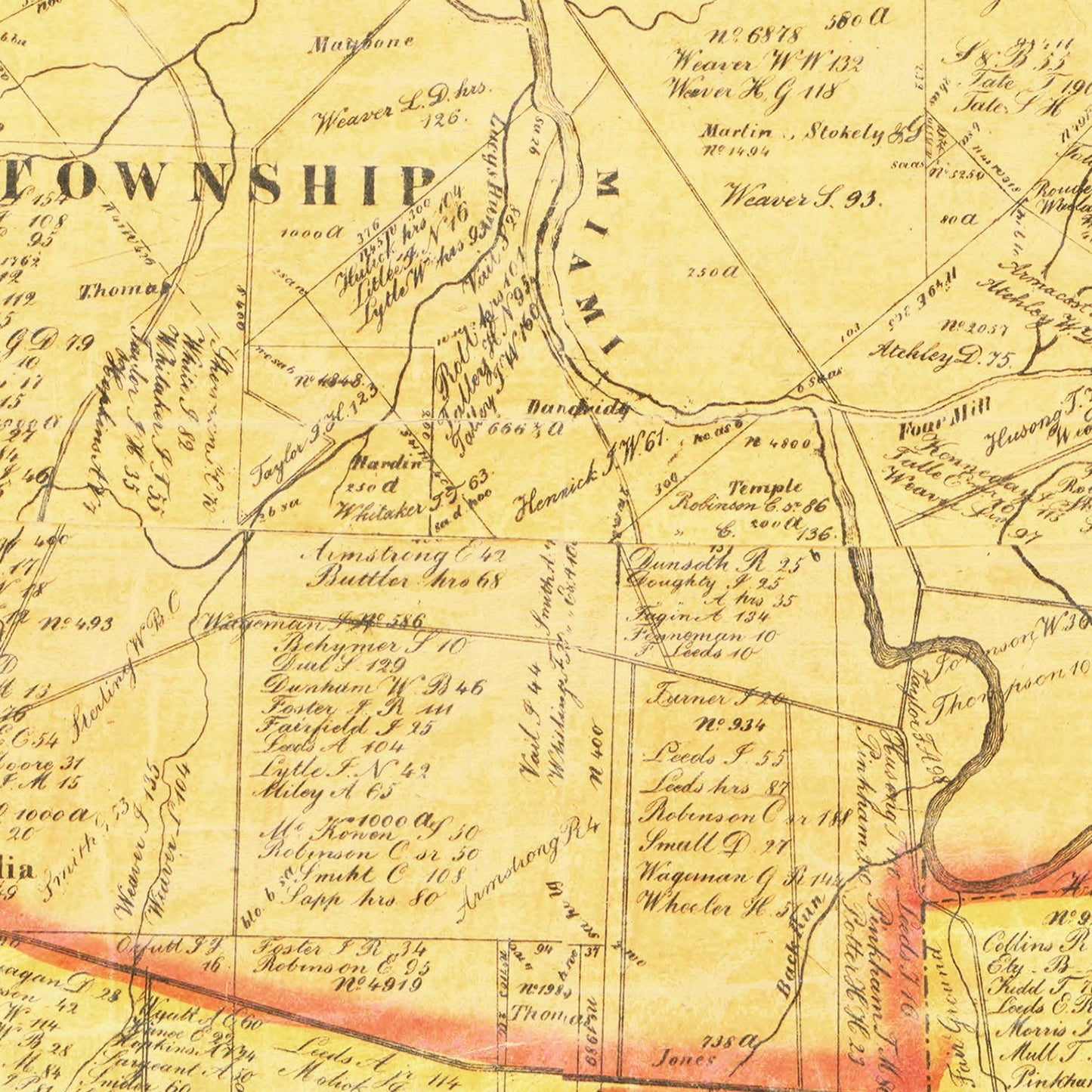 Vintage Map of Clermont County, Ohio 1857